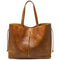 Floto Chianti Beach Leather Tote Bag in Tobacco Brown.